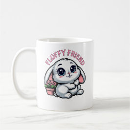Fluffy White Bunny met Plant Pot Koffiemok