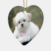 Fluffy White Dog Keramisch Ornament (Links)