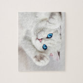 Fluffy White Kat Game Puzzle Legpuzzel (Verticaal)