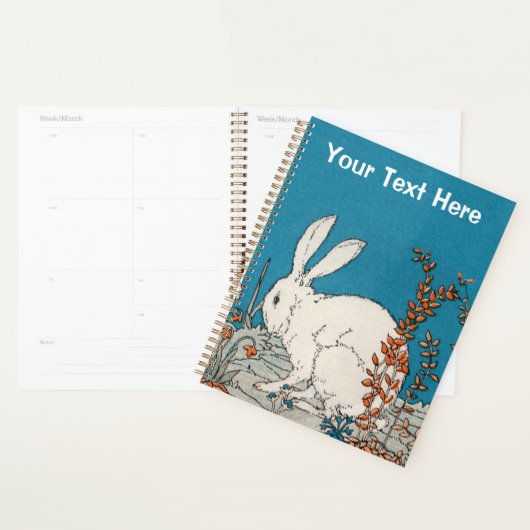 Fluffy White Rabbit assis dans de jolies fleurs Bl (Devant avec enveloppe)