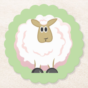 Fluffy White Sheep Kartonnen Onderzetters
