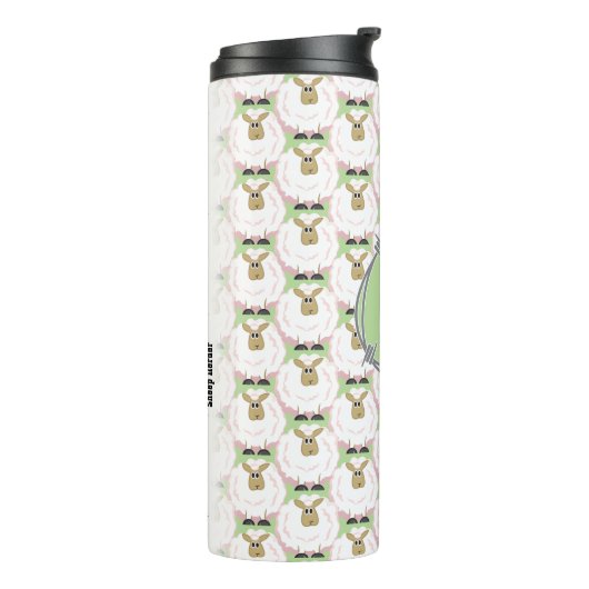 Fluffy White Sheep Pattern Thermosbeker (Gedraaid links)