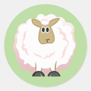 Fluffy White Sheep Ronde Sticker