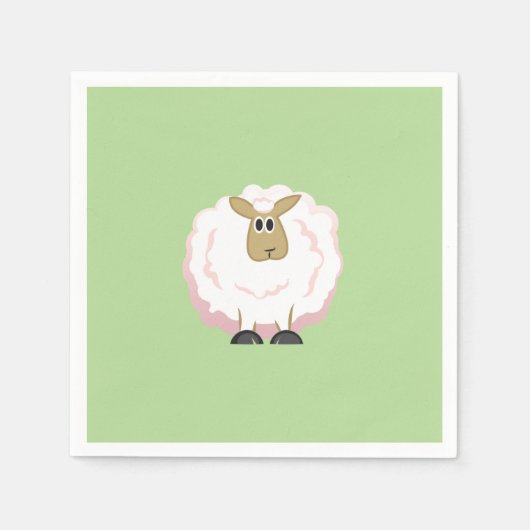 Fluffy White Sheep Servet (Voorkant)