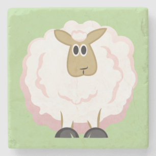 Fluffy White Sheep Stenen Onderzetter