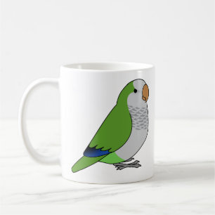 Fluffy wild green quaker parrot cartoon drawing koffiemok