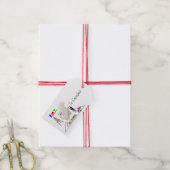 Fluffy Witte Kat Kunstenaar Cadeaubijsluiter Cadeaulabel (Met Touw)