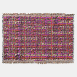 Fluffy Woven Graphic Strings Red Deken