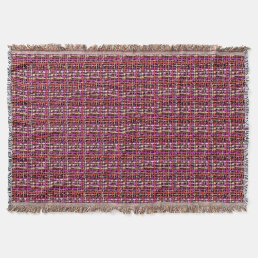 Fluffy Woven Graphic Strings Red Deken (Voorkant)