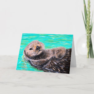 Fluffy Zee Otter Painting Kaart