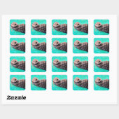 Fluffy Zee Otter Painting Vierkante Sticker (Vel)