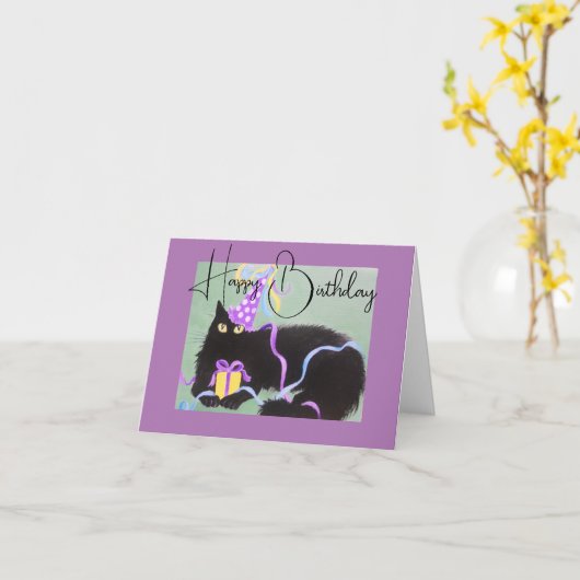 FLUFY KITTY, CARTE D'ANNIVERSAIRE (Fleur jaune)