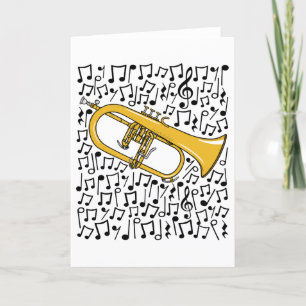 Flugelhorn Musical Notes Hornist Brass Musician Feestdagen Kaart
