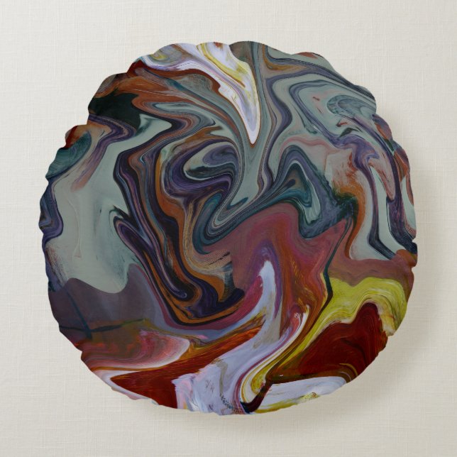 Fluid Abstract Art Pillow Rond Kussen (Voorkant)