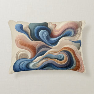 Fluid Abstract Flow – Earth & Blue Ribbon Art Accent Kussen