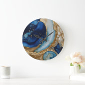 Fluid Abstract Gold-Navy Beach Grote Klok (Huis)