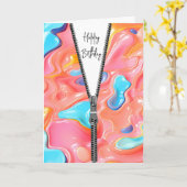 Fluid Abstract Ontwerp met Rits voor Verjaardag Kaart (Gele Bloem)