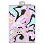 Fluid Art Cotton Snoep Roze, Blauwgroen, zwart en Heupfles (Achterkant)