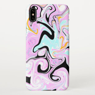 Fluid Art Cotton Snoep Roze, Blauwgroen, zwart en  iPhone XS Max Hoesje