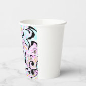 Fluid Art Cotton Snoep Roze, Blauwgroen, zwart en  Papieren Bekers (Links)