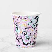 Fluid Art Cotton Snoep Roze, Blauwgroen, zwart en Papieren Bekers (Voorkant)