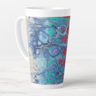 Fluid Art Large Latte Mok in Red Blue en White