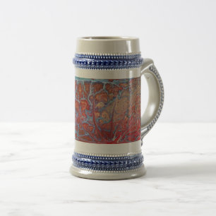 Fluid Art Tall-Mok in Blue Red en White Bierpul