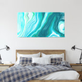 Fluid Blue en Turquoise Digital Art Canvas Afdruk (Insitu (Slaapkamer))