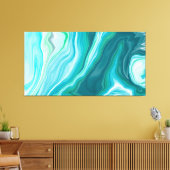 Fluid Blue en Turquoise Digital Art Canvas Afdruk (Insitu (Woonkamer))