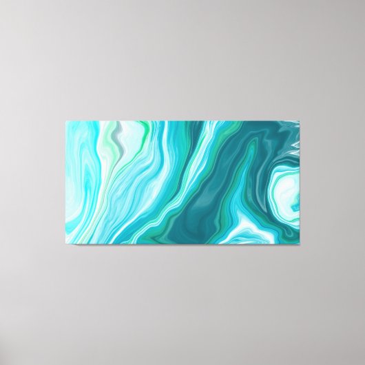 Fluid Blue en Turquoise Digital Art Canvas Afdruk (Voorkant)