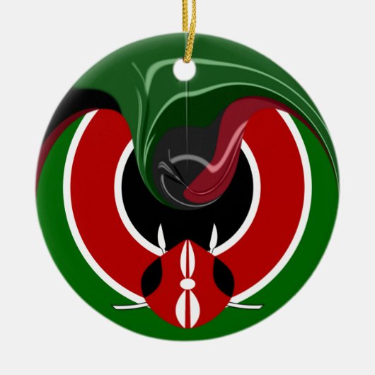 Fluid Kenya Flag Hakuna Matata Keramisch Ornament (Voorkant)