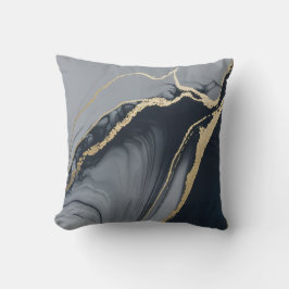 Fluid Marble Wervelt In Navy En Goud Sierkussen