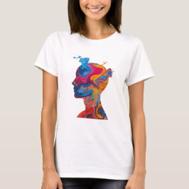 Fluid Paint Waves & Abstract Head – Women’s Basic  T-shirt