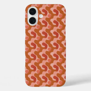 Fluid Waves in Sinaasappel & Roze iPhone 16 Plus Hoesje