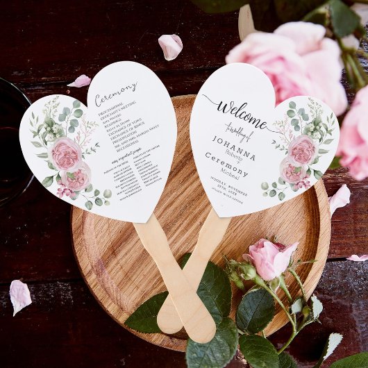 Fluisteren van Liefde Roze Rose Pioen Trouwprogram Handwaaier