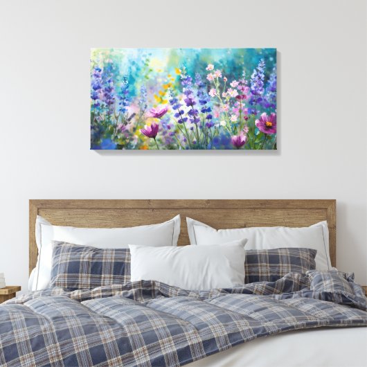 Fluisteren van Wildflower Symphony Canvas Print (Insitu (Slaapkamer))