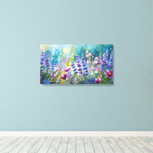 Fluisteren van Wildflower Symphony Canvas Print (Insitu (Houten vloer))