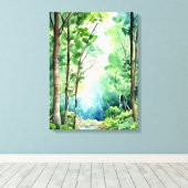 fluisterende Bossen: een Waterverf stream scène Canvas Afdruk (Insitu (Houten vloer))