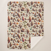 Fluisterende Bossen: Naadloze paddenstoelenpatroon Sherpa Deken (Voorkant)