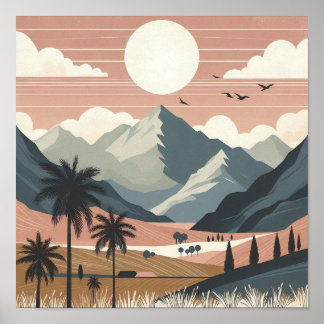 Fluisteringen van de Aarde: Een Boho Minimalistisc Poster