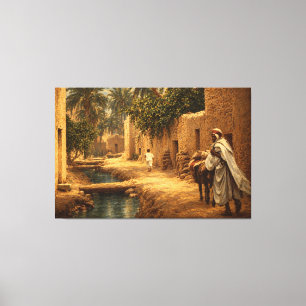 Fluisteringen van de palmschaduwen Vintage Oase Fi Canvas Afdruk