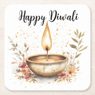 Fluisteringen van de vlam, Diwali Vierkante Kartonnen Onderzetter