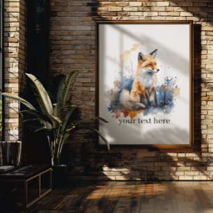 Fluisteringen van de Wilde Vos in Aquarel, op maat Canvas Afdruk