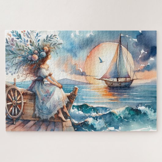 Fluisteringen van de Zee bij Zonsondergang Legpuzzel (Horizontaal)