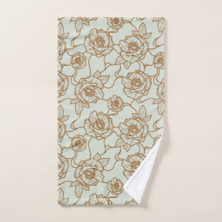 Fluisteringen van Roos, Elegante Lijnkunst Bloemmo Handdoek