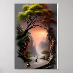Fluisteringen van vrijheid op bergwegen poster