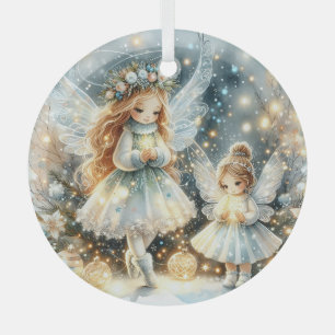 Fluisteringen van Winterlight: Betoverde Sneeuwfee Glas Ornament