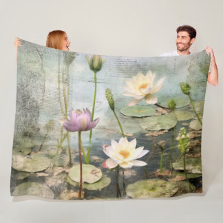 Fluistert van Azië Waterlelie Romance in  Hue Fleece Deken