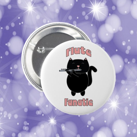 Fluit Fanatic Black Cat Funny Ronde Button 5,7 Cm