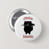 Fluit Fanatic Black Cat Funny Ronde Button 5,7 Cm (Voorkant /achterkant)